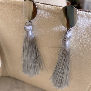 Beautiful gray color tassel earrings